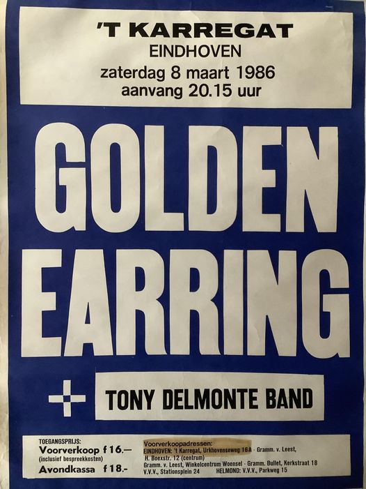 Golden Earring show poster photo March 12 1988 Eindhoven - 't Karregat by Marc Janssen